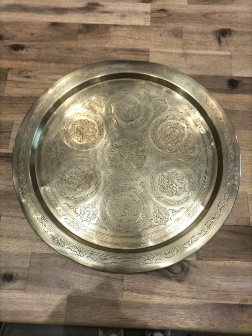 Hermosa bandeja de té de latón