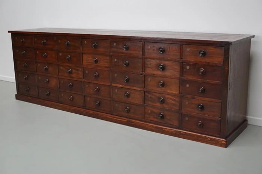 Very large antique hardwood apothecary cabinet / chest of drawers, ca. 1900
