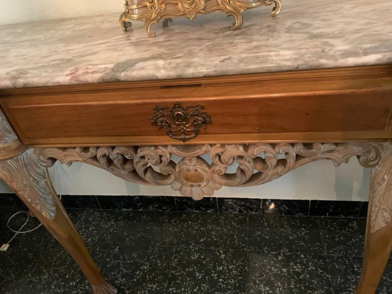 Große Konsole im Louis-XV-Stil mit Marmor – Konsolen, Holz (photo 6 of 7)