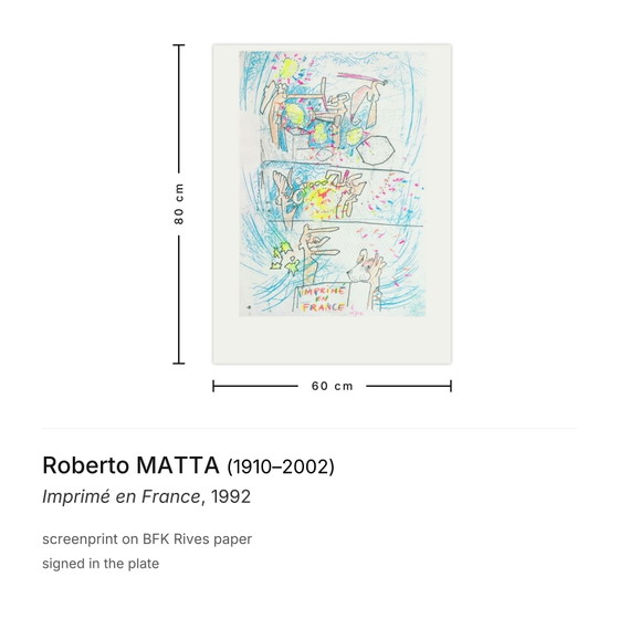 Image 1 of Roberto MATTA Imprimé en France Siebdruck 1992