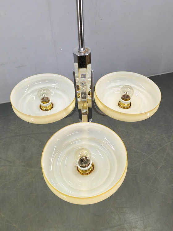 Image 1 of Art Deco Chandelier with Champagne Glass Shades, Czechoslovakia 1930s