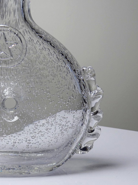 Image 1 of Carafe à cognac Daum France croix de Lorraine en cristal bullé, années 1960-70
