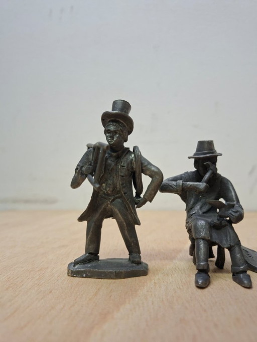 9x figurines en étain artisanat - Daalderop & Meeuws