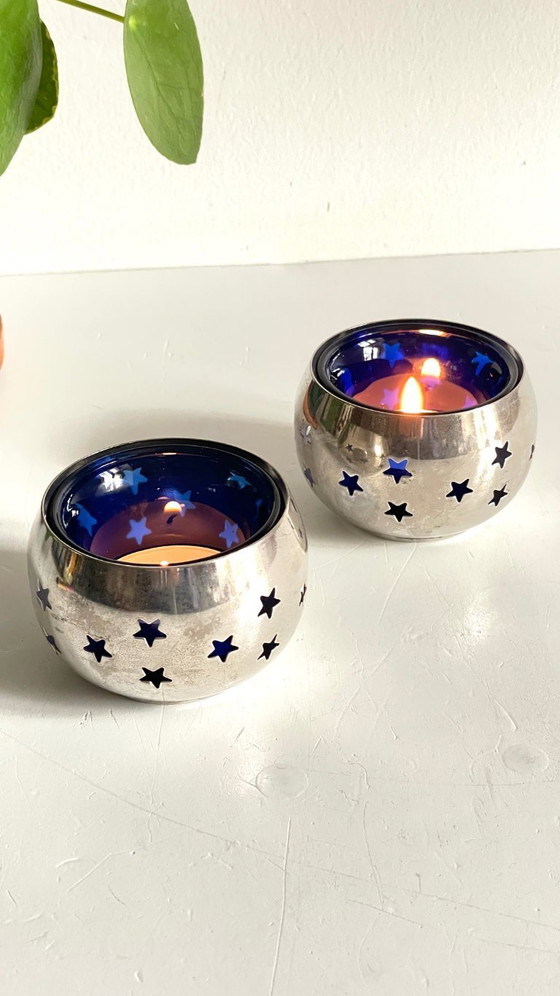 Image 1 of PHOTOPHORES Métal Argenté et Etoiles