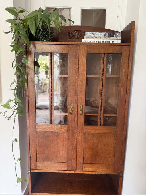 vaisselier mural/vitrine en bois Art Déco ancien