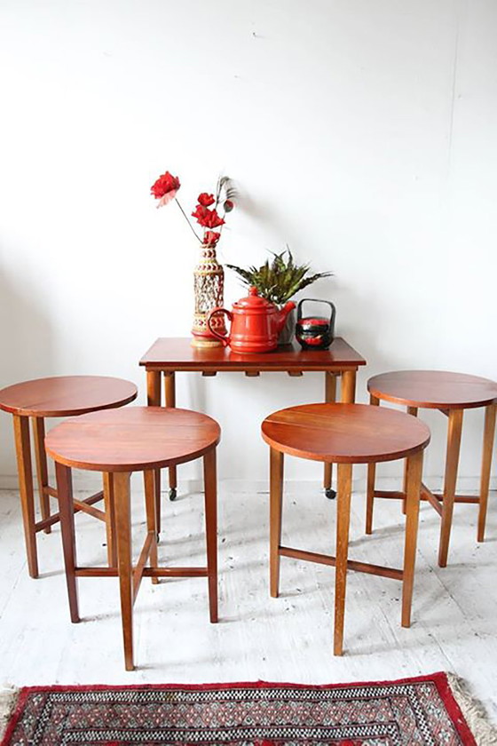 Czech Nesting Tables by Poul Hundevad, 1960s, Set of 5 – Hundevad (Poul), Side tables (photo 4 of 5)