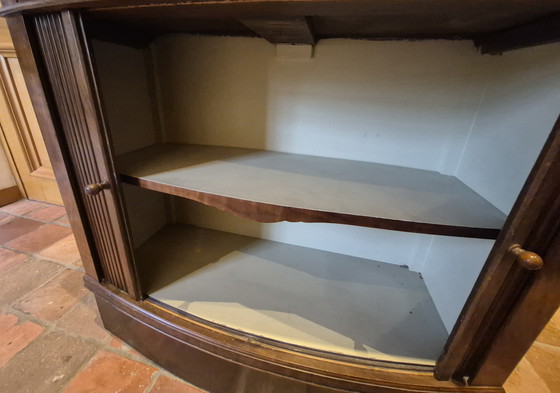 Image 1 of Strak antiek Hollands roldeur tambour cabinet, bow front kast
