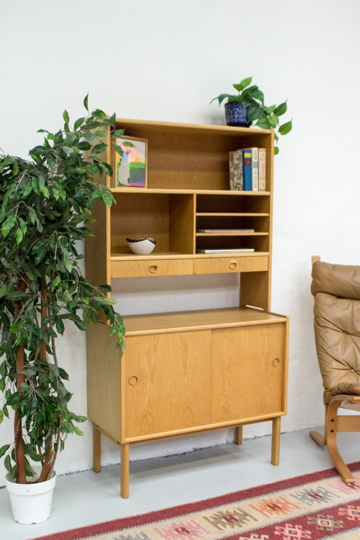 Vintage highboard bookcase oak