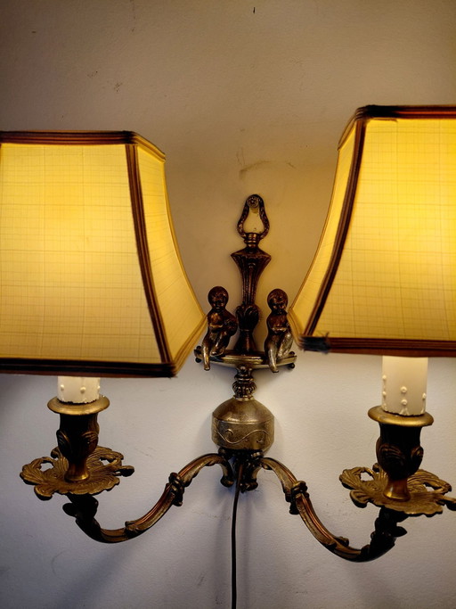 Klassische Barock Stil Wandleuchte – Bronze/Messing mit Engeln (Putti)