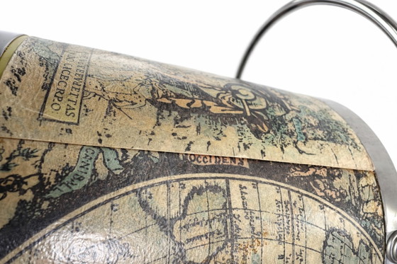 Image 1 of Vintage Globe Ice Bucket – 1970s Retro Barware – Antique World Map Design – Mid-Century Home Bar Decor
