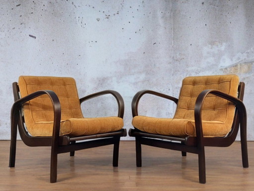 2 Fauteuils Kropaček & Kozelka, Mid-Century Tchèque 1940S