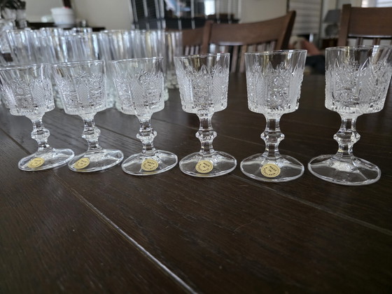 Image 1 of Set of 6 vintage crystal glasses (shot/liqueur) Kristal Zaječar