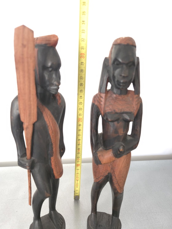 Image 1 of Afrikanische Statuen (Holz / 33 cm)