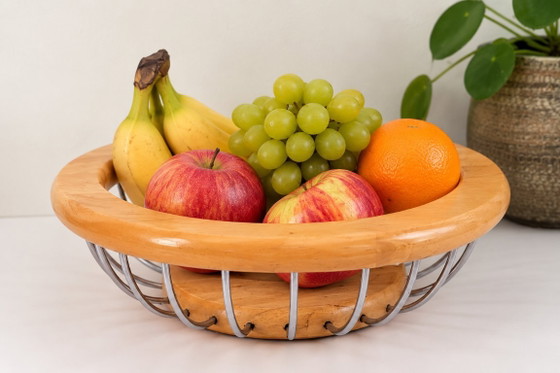 Vintage Fruit Bowl Scandinavian Design Boda Nova - Ulf Hanses, Table accessories, Wood, Iron, Brown (photo 11 of 11)
