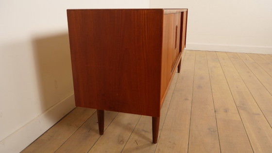 Teak sideboard with sliding doors, Wood, Brown, Mid Century Modern (photo 7 of 11)