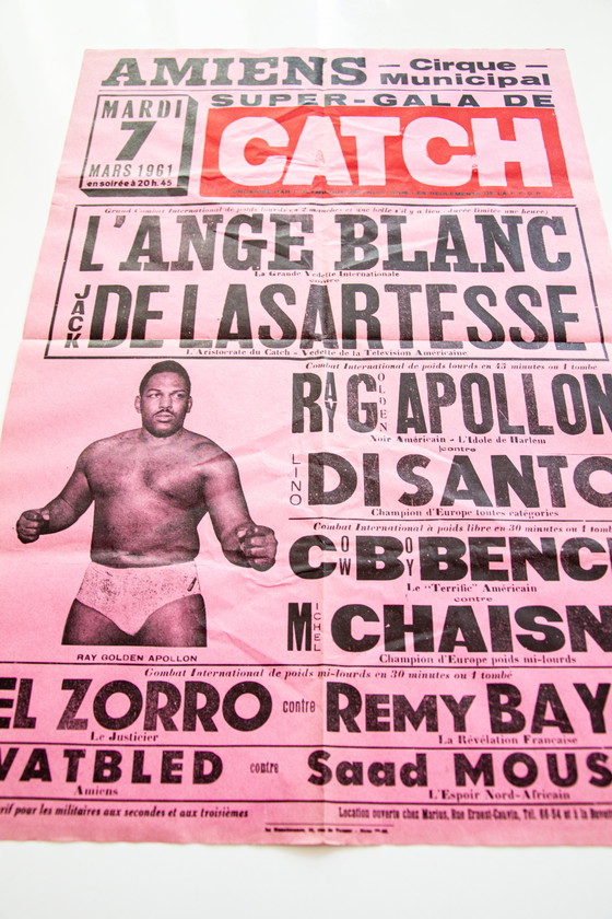 Image 1 of Originele Vintage Franse Worstel Poster 'Super-Gala de Catch' 1961 / Ca. 60x40cm / 23.6x15.7in