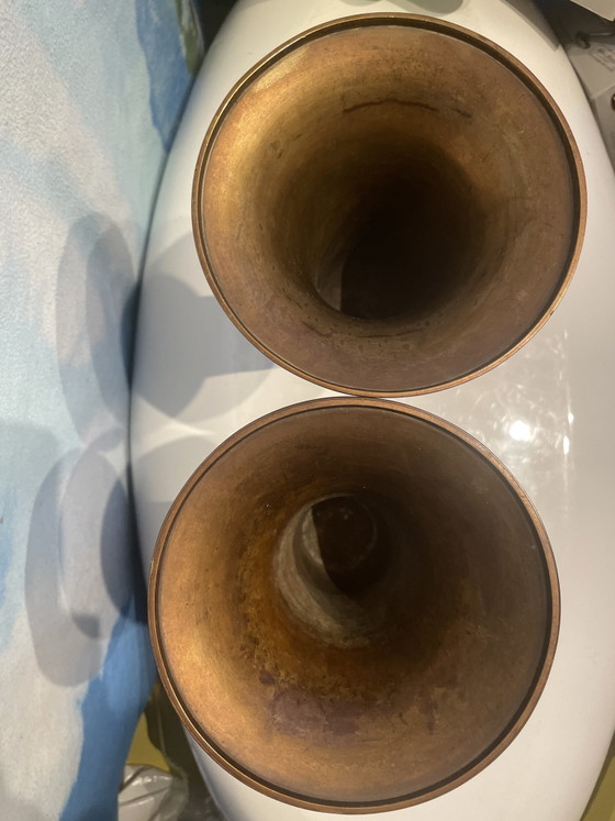 Image 1 of 2x Indian trumpet vases/chalices