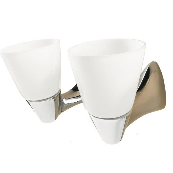 Image 1 of Set vintage di applique IKEA modello V9503, lampada da bagno in vetro satinato cromato, anni '90.