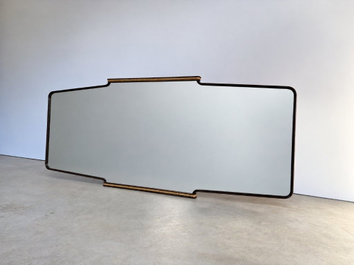 Grand miroir italien en bois, années 1960