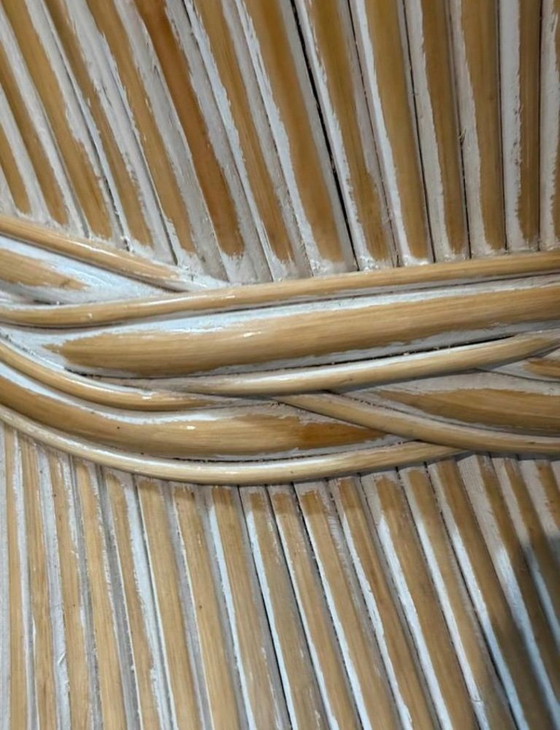 Image 1 of Tavolo retrò vintage in bambù con covone di grano McGuire America