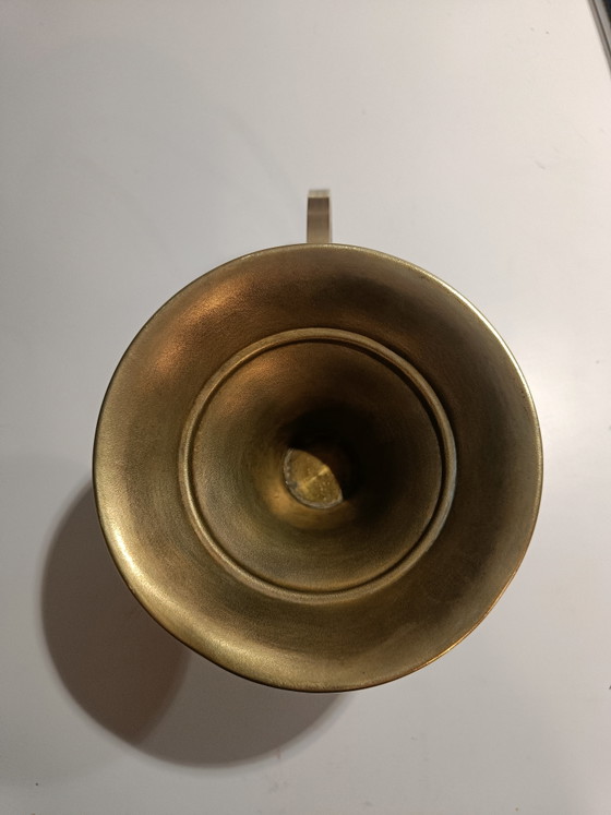 Image 1 of Vintage brass candle holder / tealight stand with handle – Hollywood Regency style