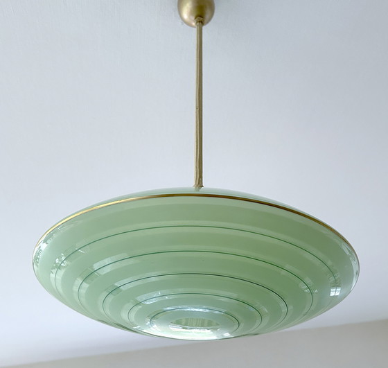 Image 1 of Vintage Art Deco  Glass Pendant Lamp