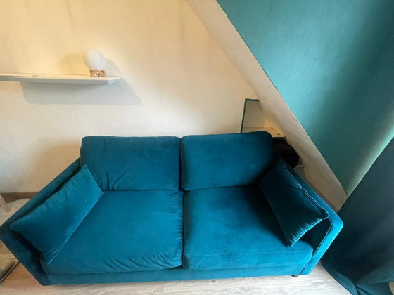 Image 1 of MdM 3-zitsbank van blauw fluweel