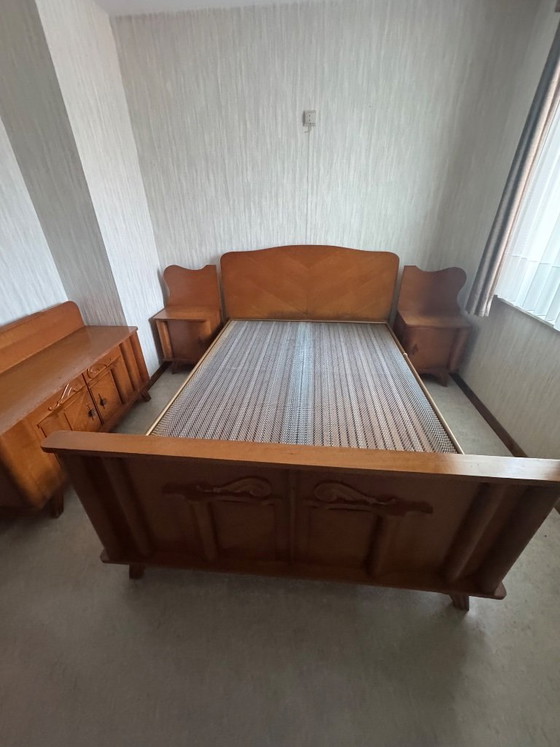 Image 1 of Vintage bed with two vintage nightstands