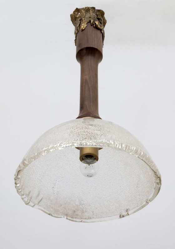 Image 1 of Angelo Brotto - Lampadario in vetro di Murano e bronzo - Metà secolo - Esperia, anni '70