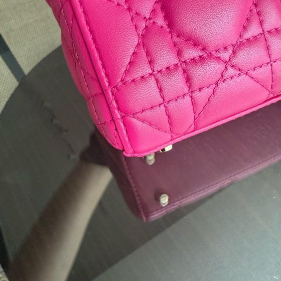 Image 1 of DIOR LADY MINI - CANNAGE LAMSLEER FELROZE GOUDEN BESLAG VERSTELBARE BAND