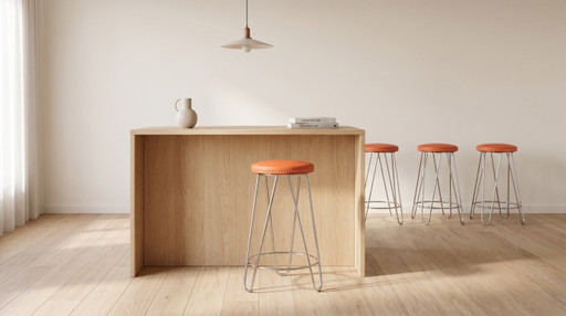 Vintage "STOLVIK" barkrukken set van 4, Bauhaus, Space Age, Mid-Century