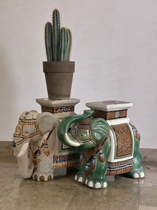 Vintage set of elephant plant stands