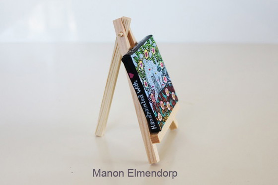 Image 1 of Uniek Handgeschilderd Schilderijtje incl Ezeltje Grijze Kat