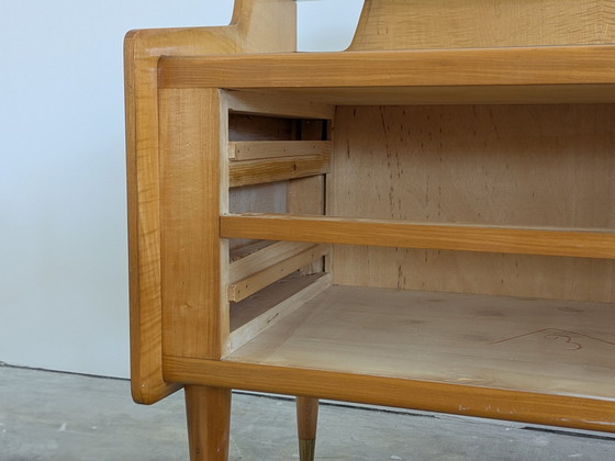 Image 1 of Commode - Laiton, verre, bois - Commode et table de chevet