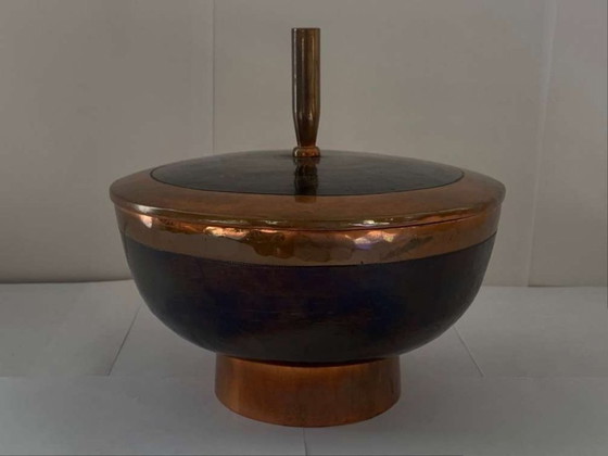Image 1 of Hans Przyrembel Scatola con coperchio Bomboniera Marianne Brandt Alfred Lipovec Bauhaus Rame