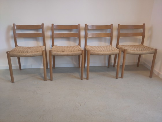 4x Niels Möller Paper Cord Stoelen – J.L. Møllers Møbelfabrik, Eetkamerstoelen, Wood (photo 2 of 5)