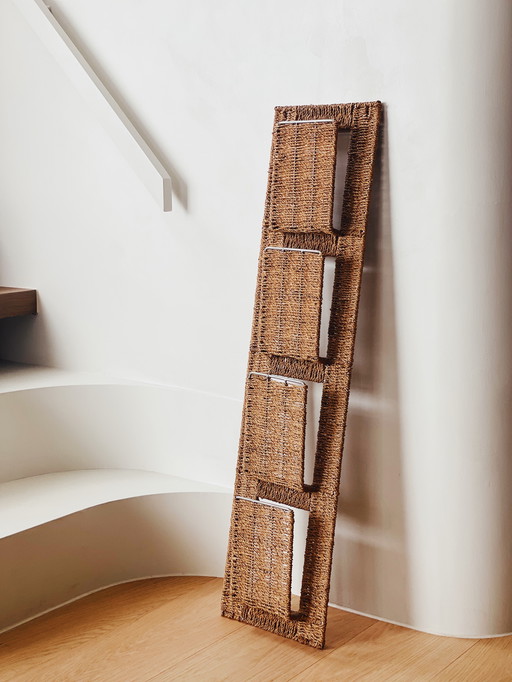 Portariviste/portaoggetti da parete vintage in rattan IKEA (anni '80/'90)