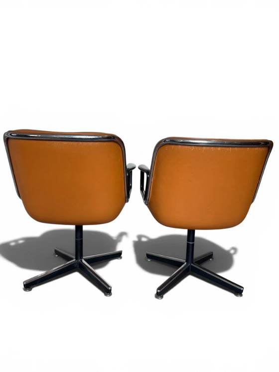 Image 1 of Pair of Knoll Pollock Armchairs - Vintage Camel Leather