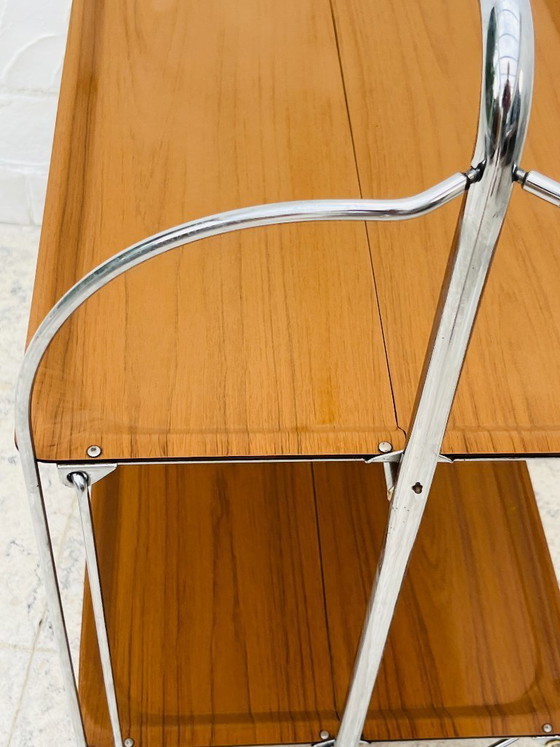 Carrello di servizio pieghevole Bremshey Dinett in cromo vintage e legno – Carrelli bar, Chrome (photo 11 of 16)
