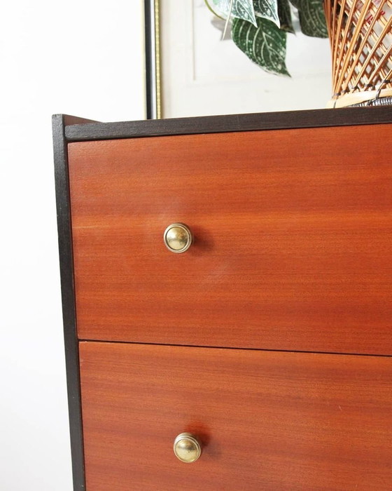 Vintage Chest of Drawers with Black Trim and Gold Knobs – Retro (photo 6 of 6)
