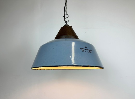 Image 1 of Lampada a sospensione in ghisa e smalto grigio industriale, anni '60