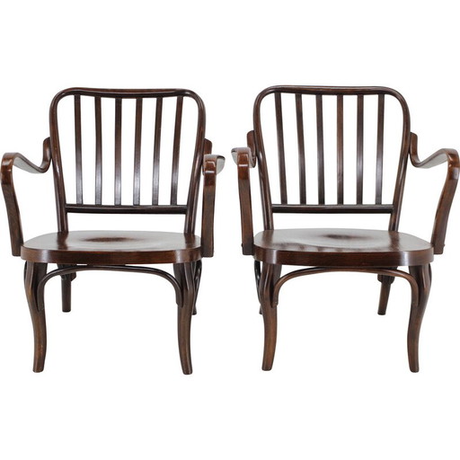 Coppia di poltrone vintage in legno curvato n. 752 di Josef Frank per Thon, anni '50