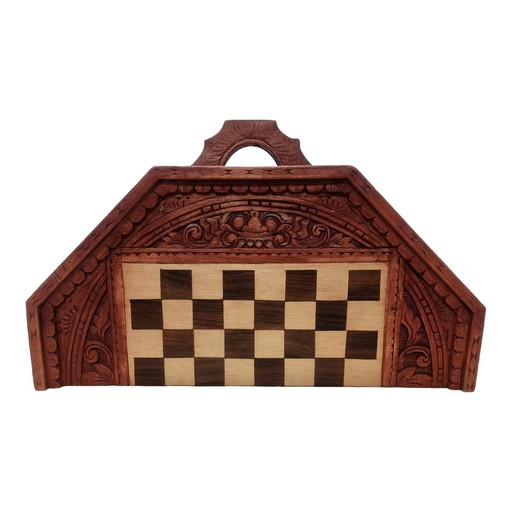 Vintage Balinese Chess Game Case With Backgammon 1990s