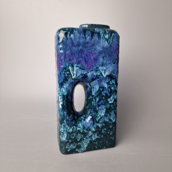 Image 1 of Vaso Fat Lava vintage della Germania Ovest, prodotto da Marei. Numero di modello: 2004. Colori: blu e viola.