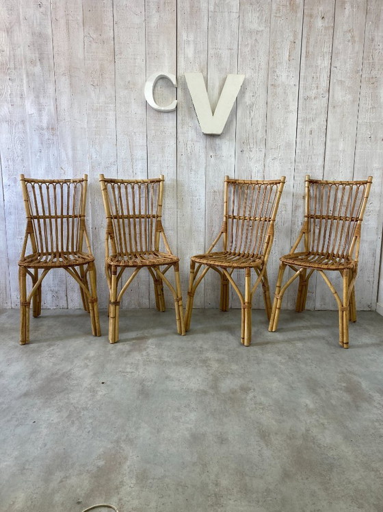 Image 1 of 4 rattan chairs from the 80s