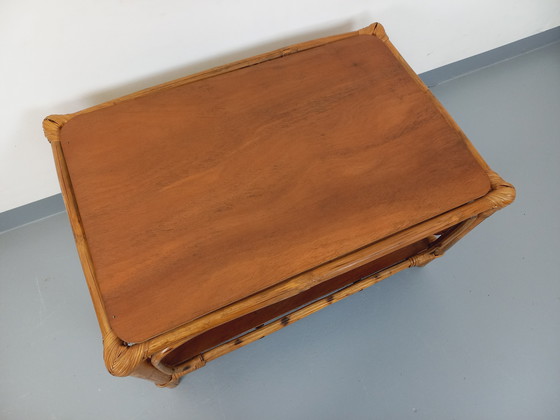 Image 1 of Table Basse Vintage en Rotin et Bois