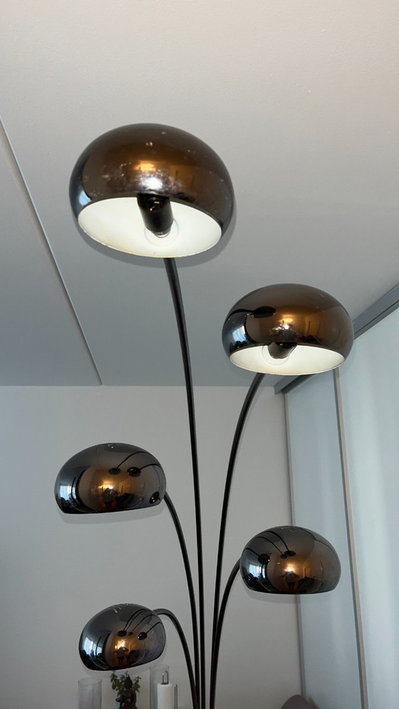 Image 1 of Vintage Cottex A-100 "Waterfall" Standerlampe – Mørk krom & Marmor (70'erne)