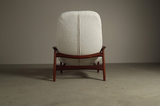 Image 1 of Chaise "Scoop" en teck avec ottoman par R.Huber & Co, 1960's