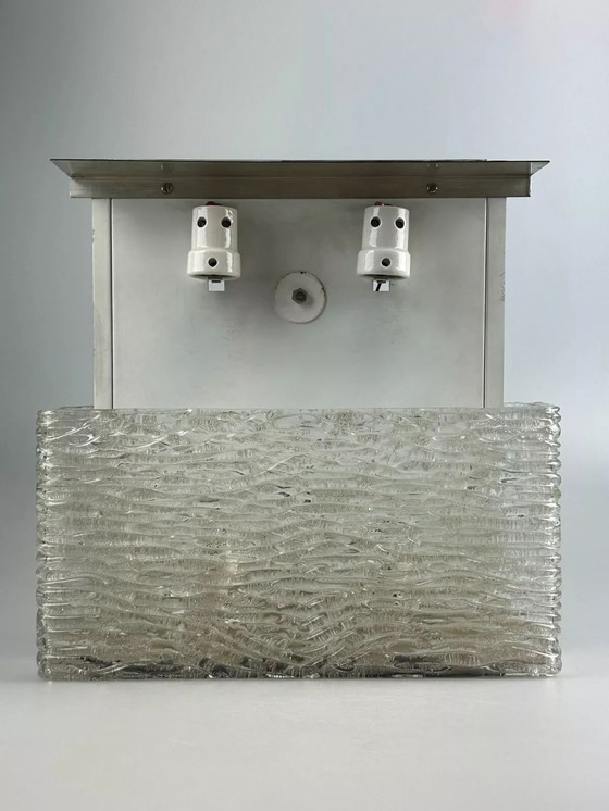 Image 1 of Lampada da soffitto in vetro ghiacciato anni '60-'70 di Kaiser Leuchten Germania