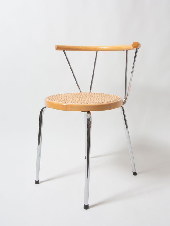 Image 1 of Stoelen met rotan zitting en chroom